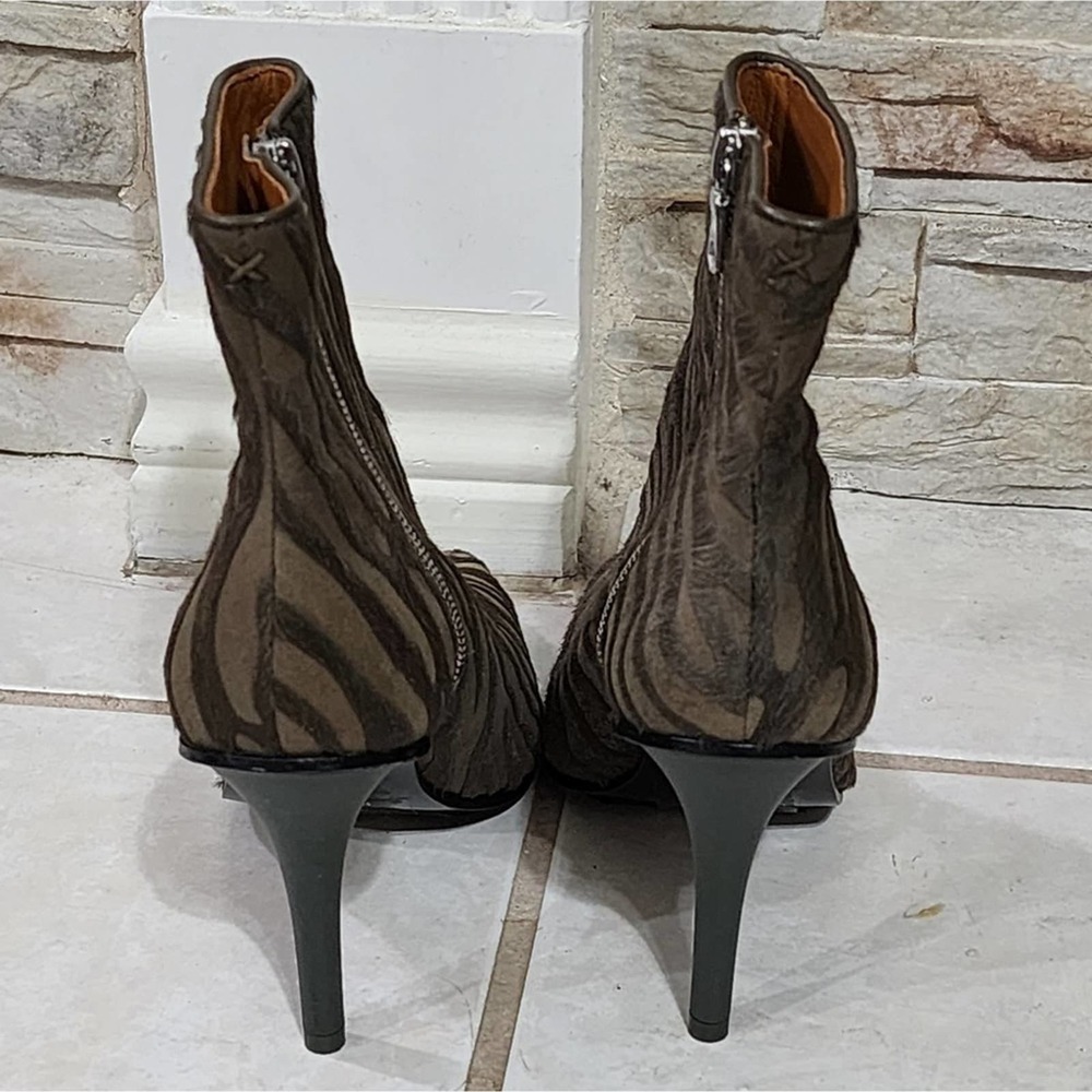 Rag & Bone Waylon Boot - Hair calf Moto Ankle Boot Taupe Zebra size 38.5 US 8.5 - Picture 5 of 15